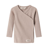 Beige pointelle slå-om bluse med lange ærmer til baby