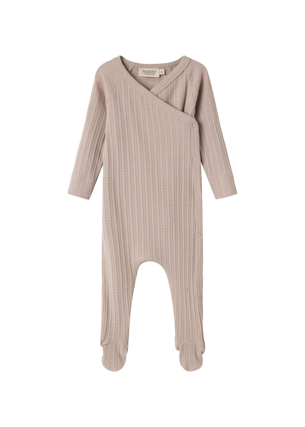 Beige pointelle heldragt med fødder til baby