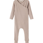 Beige pointelle heldragt med fødder til baby