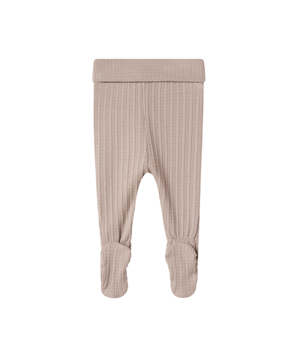 Beige pointelle bukser med fødder til baby