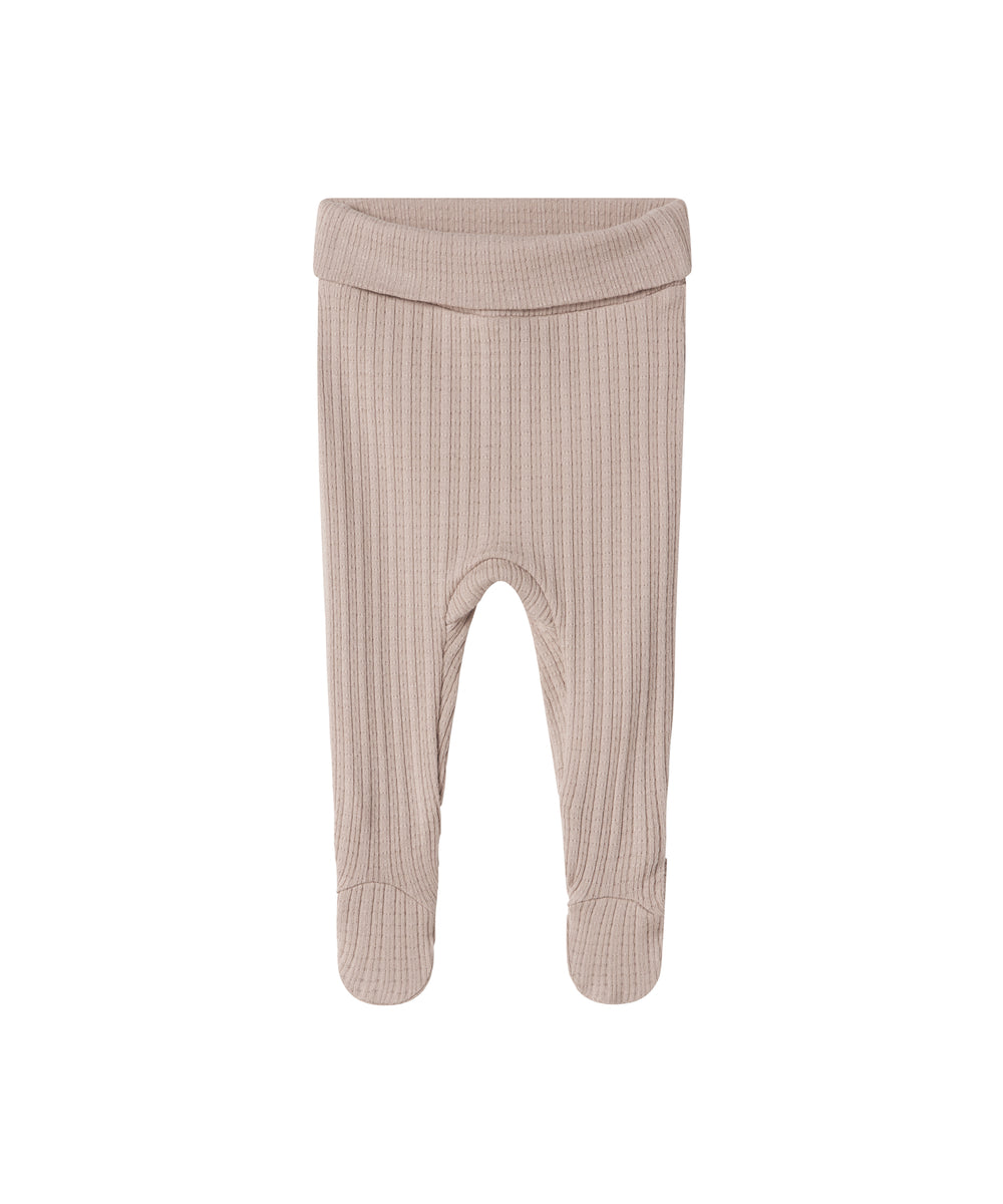 Beige pointelle bukser med fødder til baby