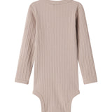 Beige pointelle body med lange ærmer til baby