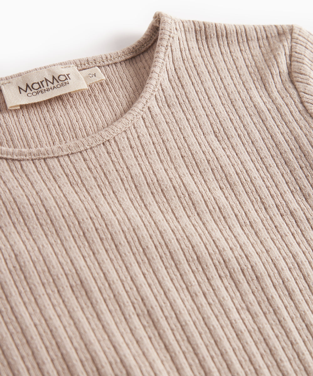 Beige pointelle bluse med lange ærmer til børn