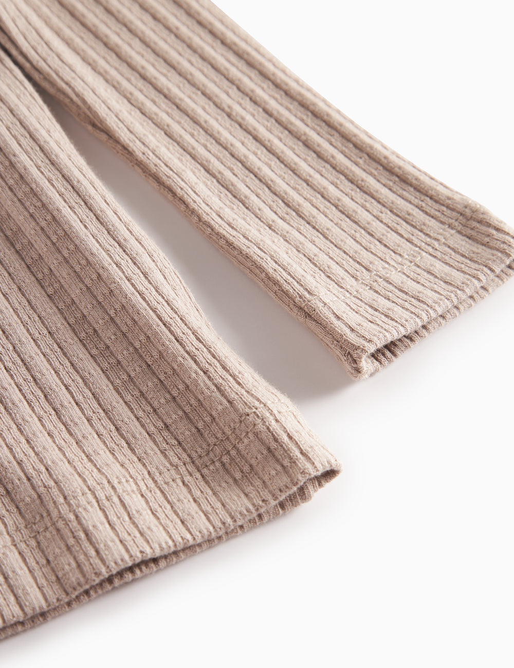 Beige pointelle bluse med lange ærmer til børn