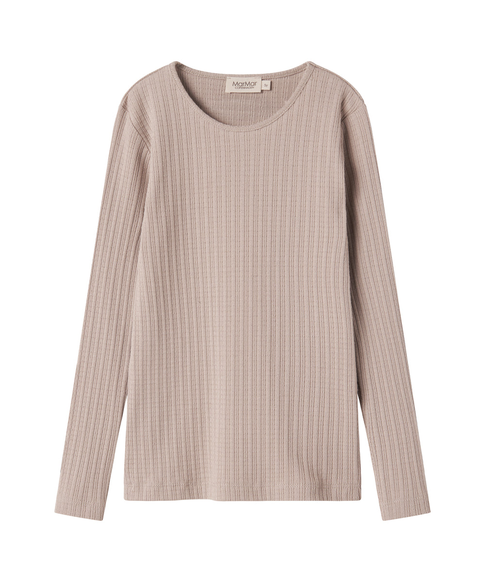 Beige pointelle bluse med lange ærmer til børn