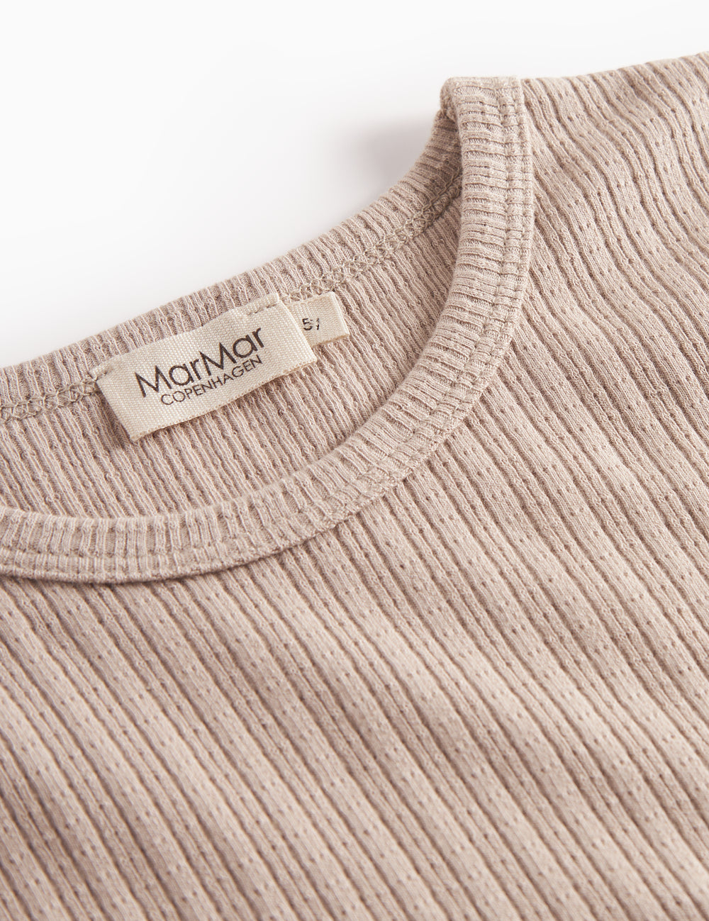 Beige pointelle nattøj - langærmet bluse