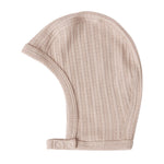 Beige ribstrikket elefanthue til børn