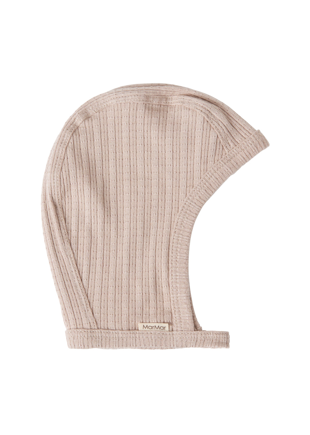 Beige ribstrikket elefanthue til børn