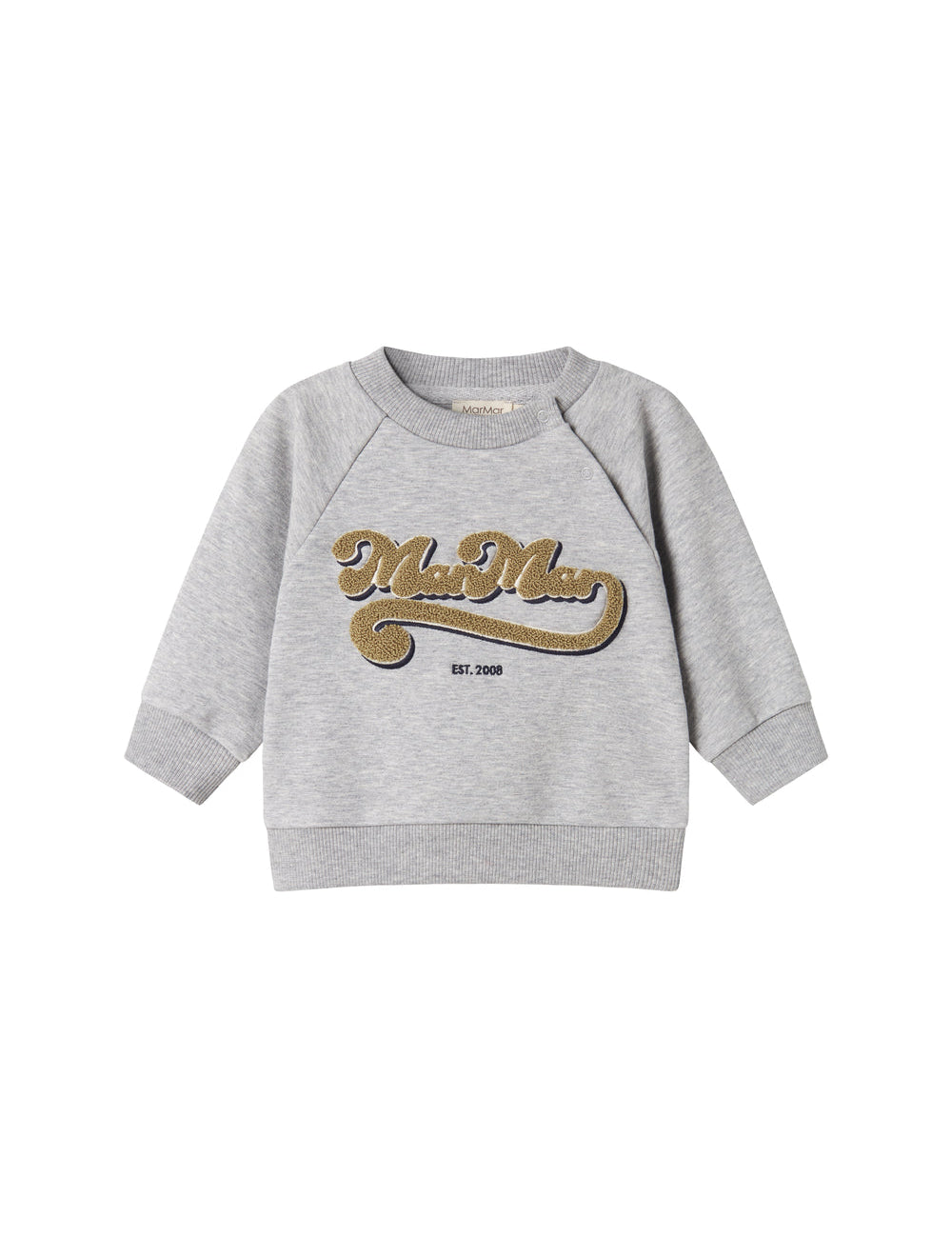 Grey sweatshirt for children with gold embroidered logo on the front