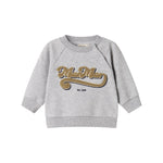 Grå sweatshirt til børn med guld broderet logo foran