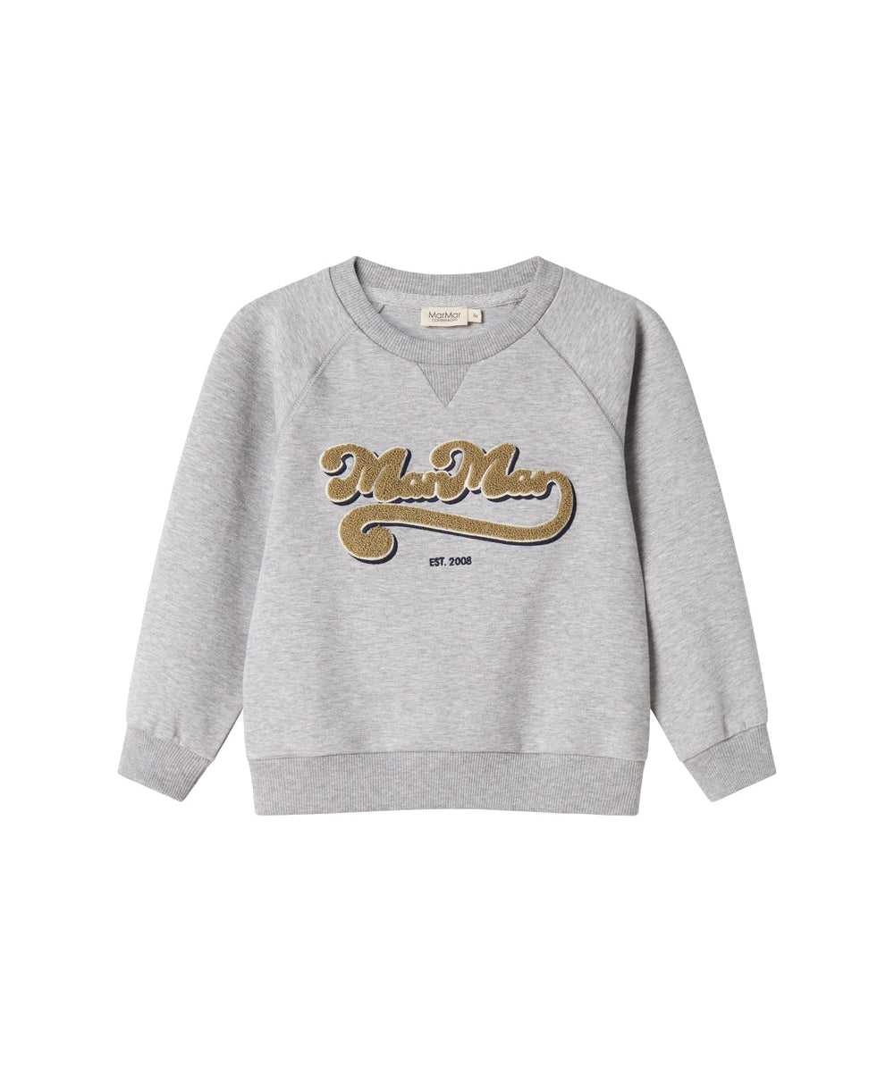 Grå sweatshirt til børn med gyldent broderet logo foran