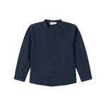 Mørkeblå skjorte til børn med knapper foran og lange ærmer