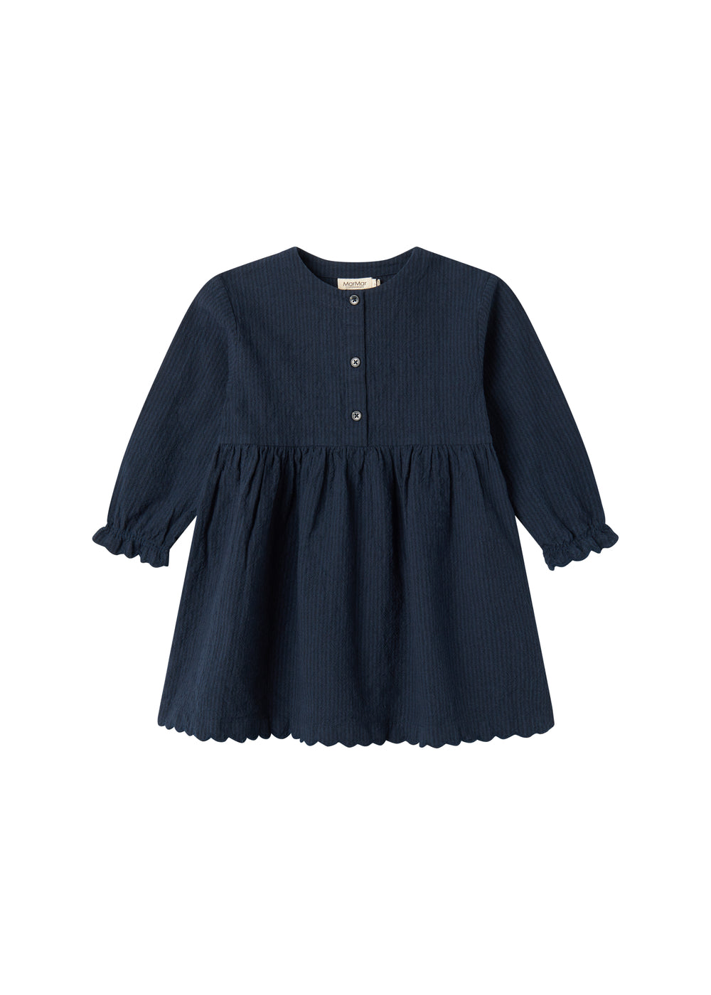 Mørkeblå kjole til børn med lange ærmer og knapper foran
