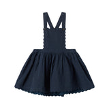 Mørkeblå selekjole til børn med bredt skørt