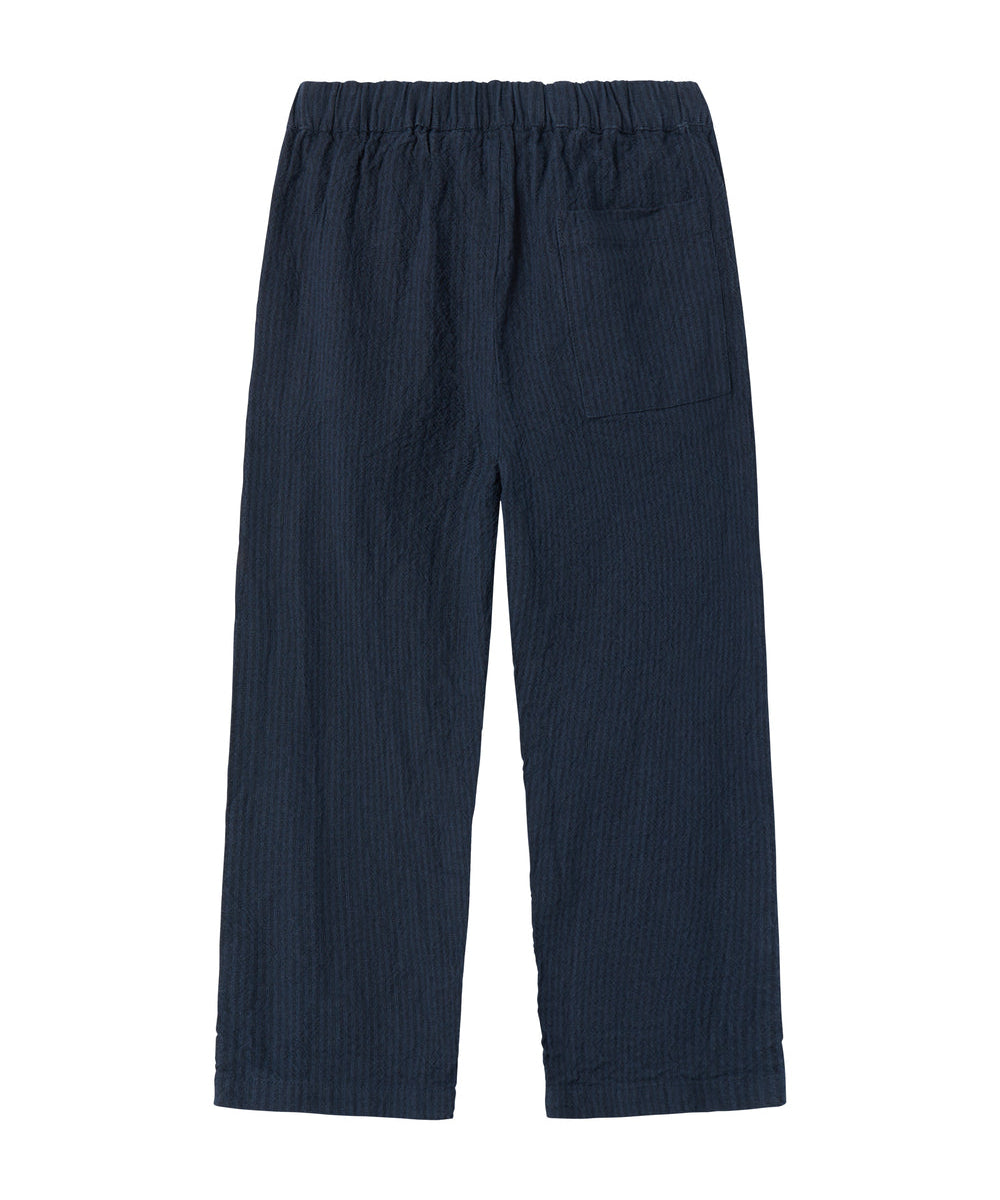 Mørkeblå løse bukser til børn med elastik i taljen
