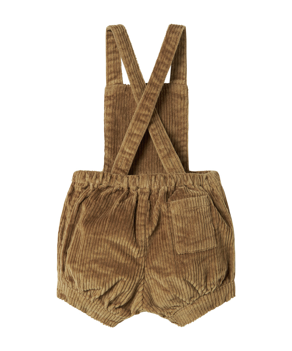 Brun fløjlsshorts med seler til børn