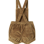 Brun fløjlsshorts med seler til børn