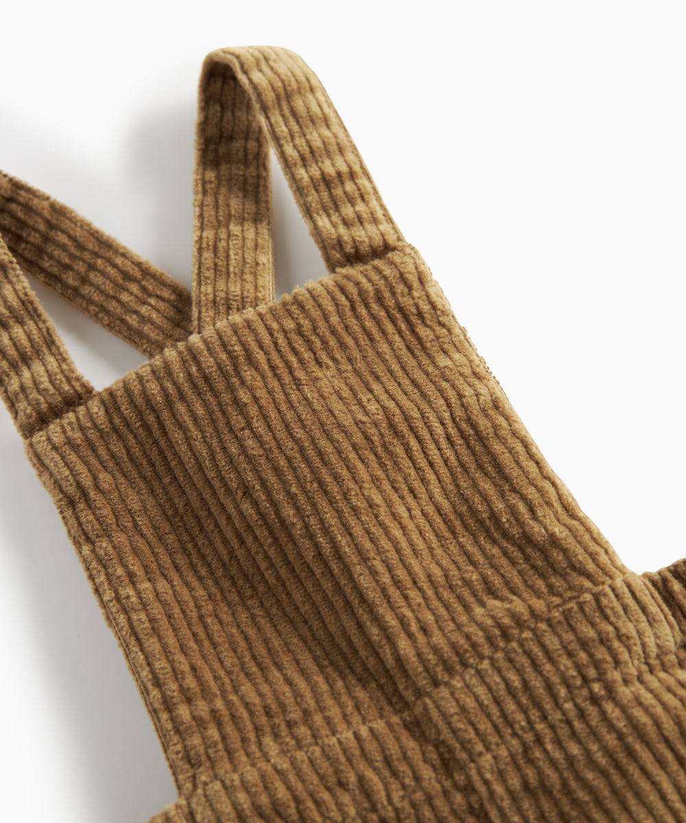 Brun fløjlsshorts med seler til børn