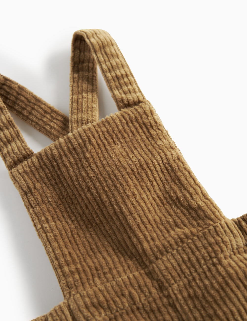 Brown velvet shorts with suspenders for children