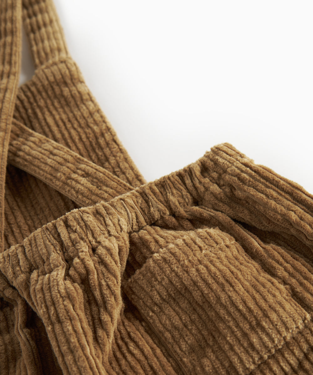 Brun fløjlsshorts med seler til børn