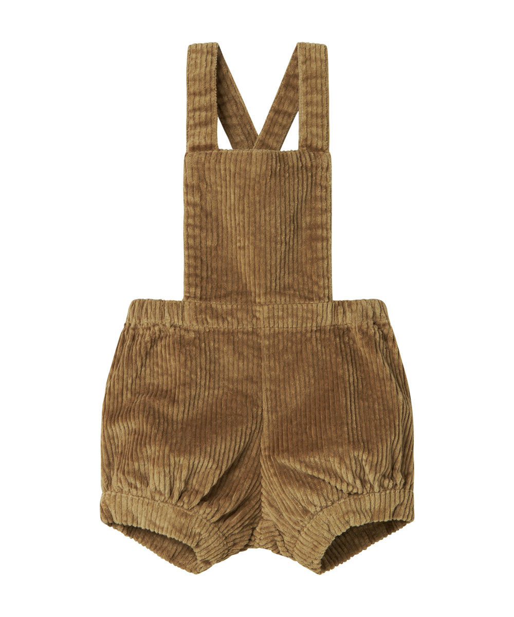 Brun fløjlsshorts med seler til børn