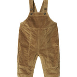 Brun fløjlsoverall til børn med knapper på selerne
