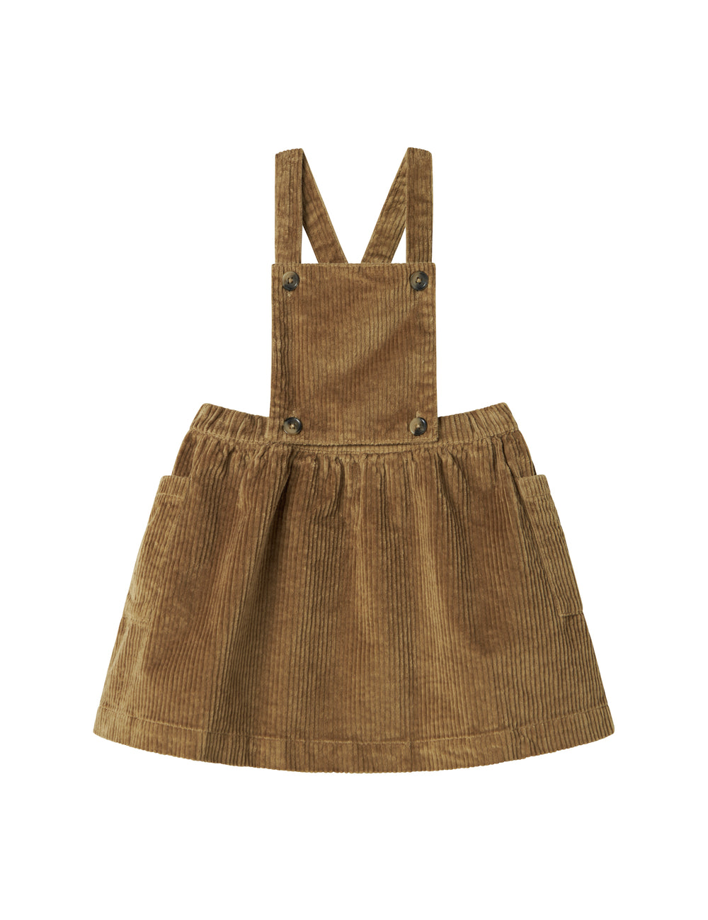 Brown velvet strap dress for children with adjustable straps