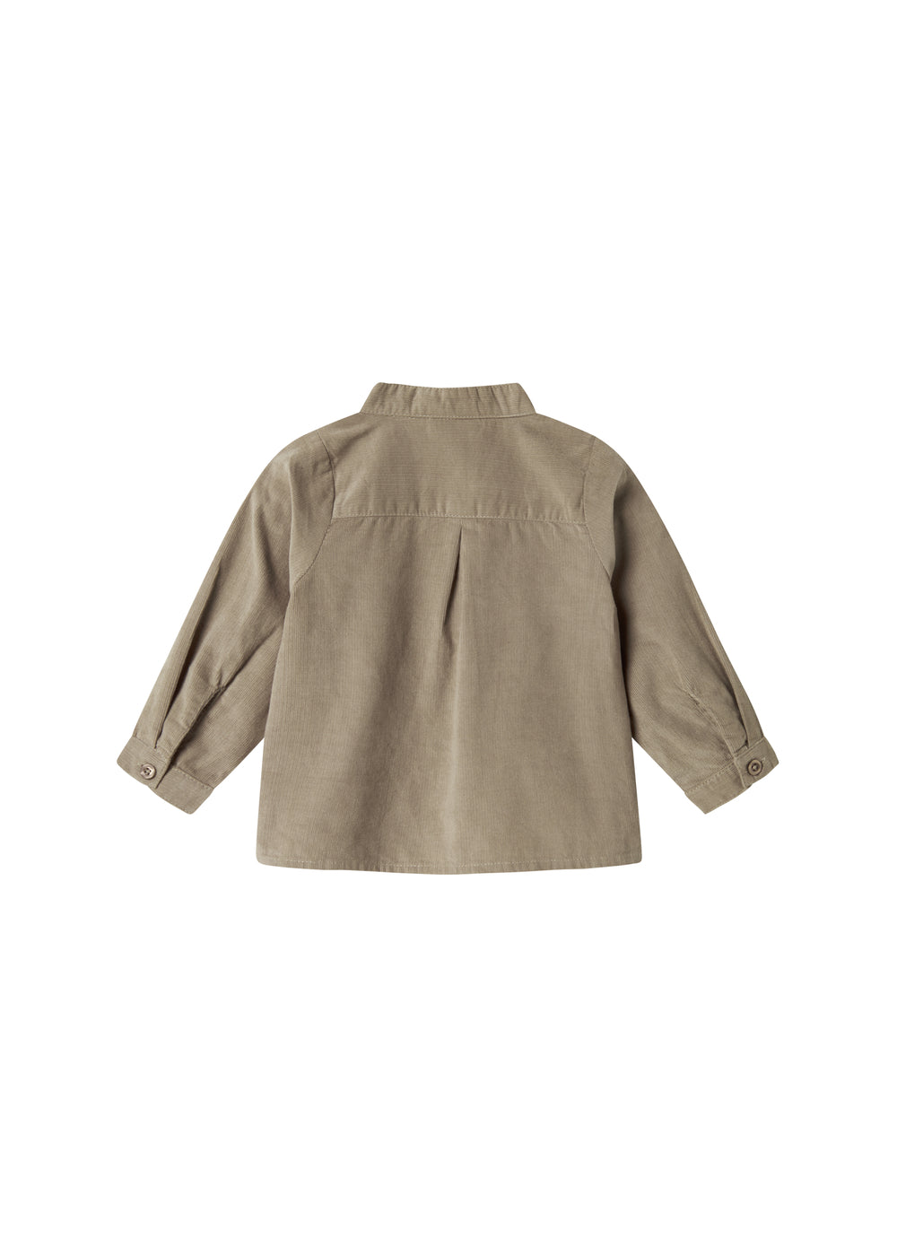 Beige babyfløjlsskjorte med lange ærmer og kinakrave til børn