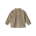 Beige babyfløjlsskjorte med lange ærmer og kinakrave til børn