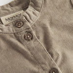 Beige babyfløjlsskjorte med lange ærmer og kinakrave til børn