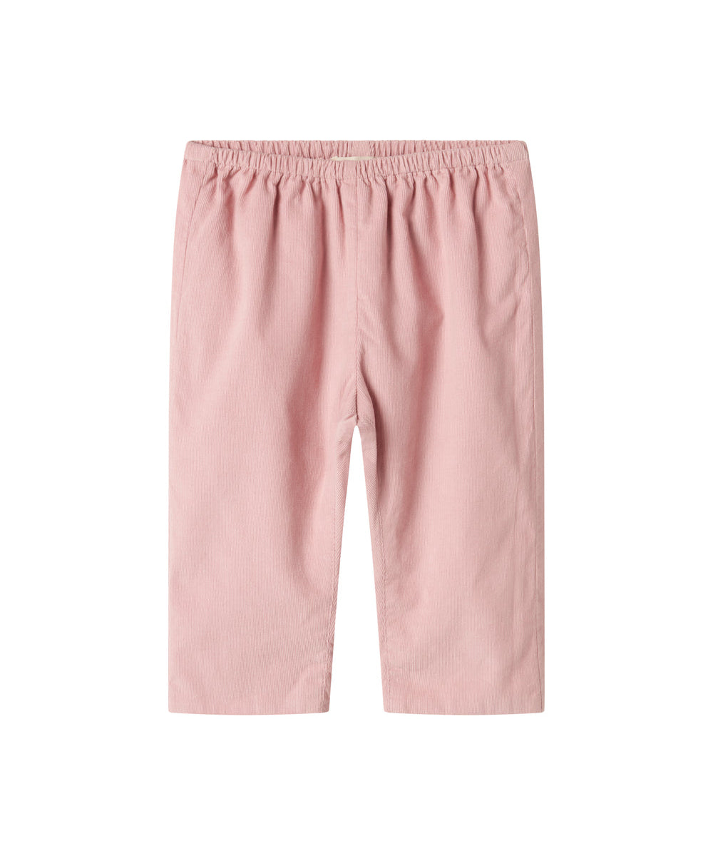 Lyserøde babyfløjl­sbukser med elastisk talje til børn