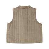 Beige quiltet vest med blomsterbroderi til børn