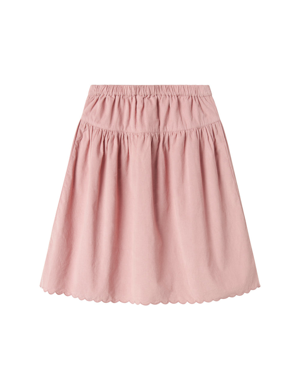 Pink skirt in baby velvet with buttons and wave edge for children