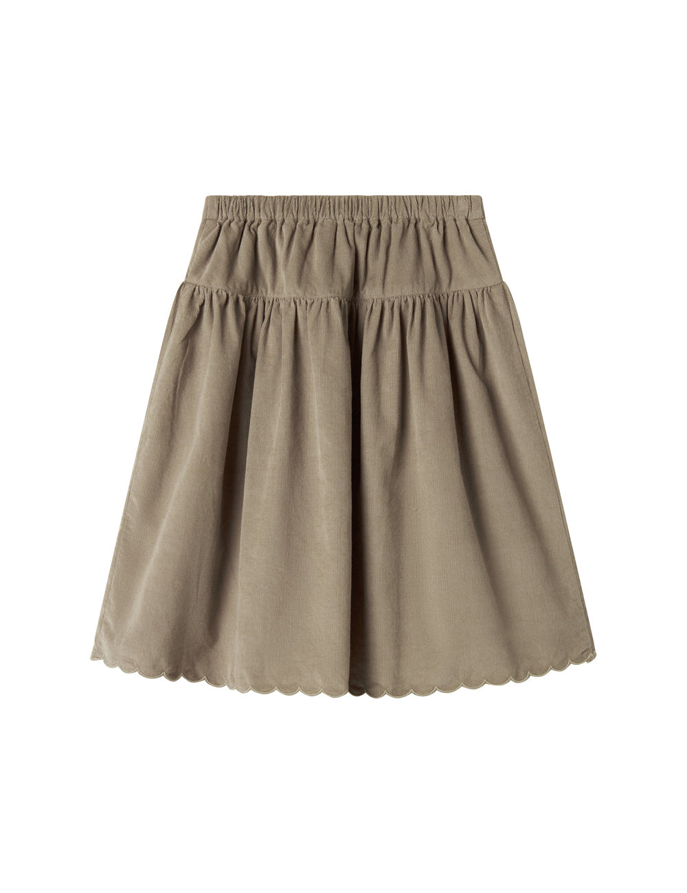 Beige skirt in baby velvet with buttons and wavy edge for children