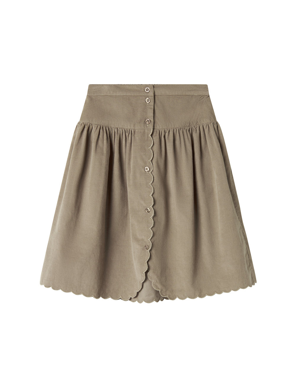 Beige skirt in baby velvet with buttons and wavy edge for children