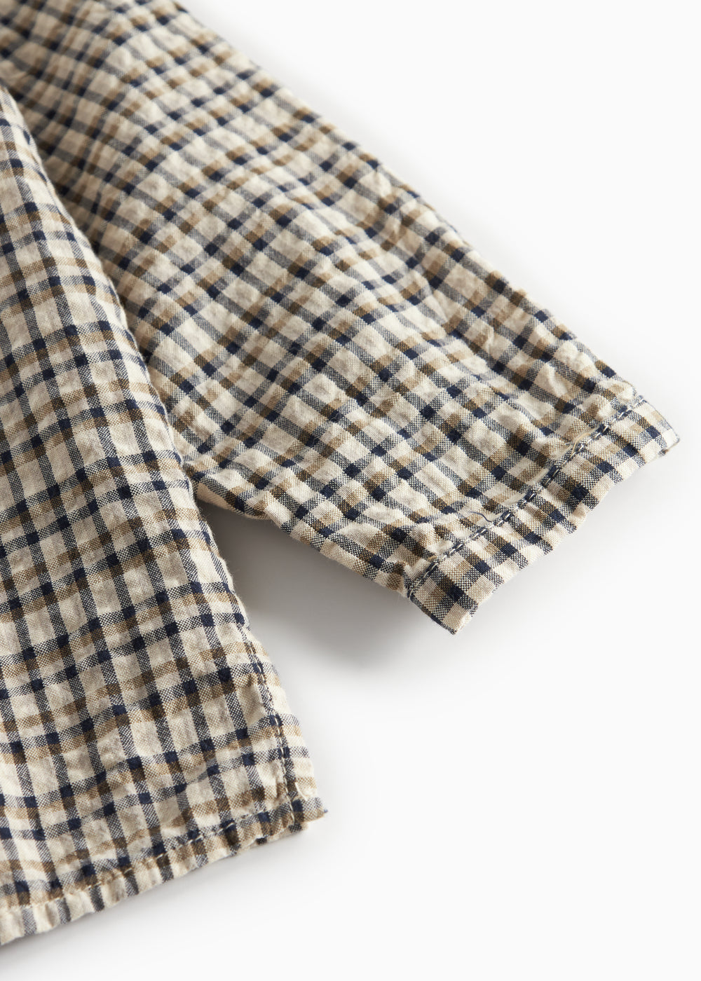 Brun ternet skjorte til børn i crepet bomuld