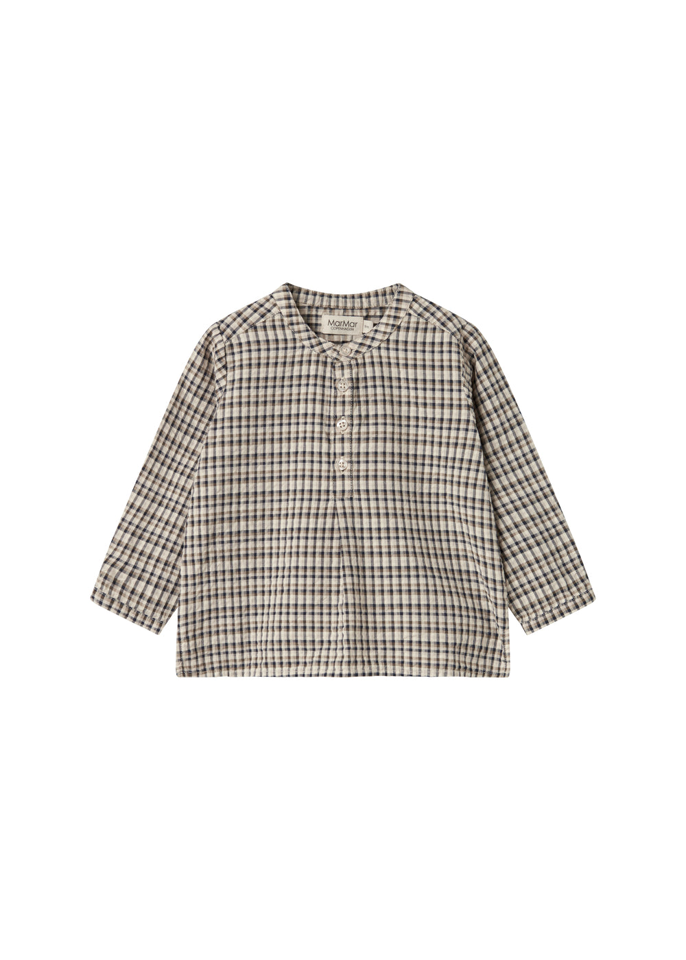 Brun ternet skjorte til børn i crepet bomuld