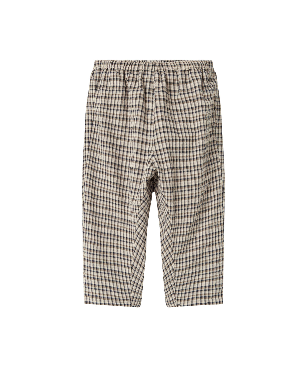 Brun ternede bukser til børn i crepet bomuld