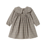 Brun ternet langærmet kjole til børn i crepet bomuld