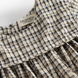 Brun ternet langærmet kjole til børn i crepet bomuld