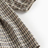 Brun ternet langærmet kjole til børn i crepet bomuld