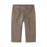 Bukser til børn i khaki med elastik i taljen og lommer foran