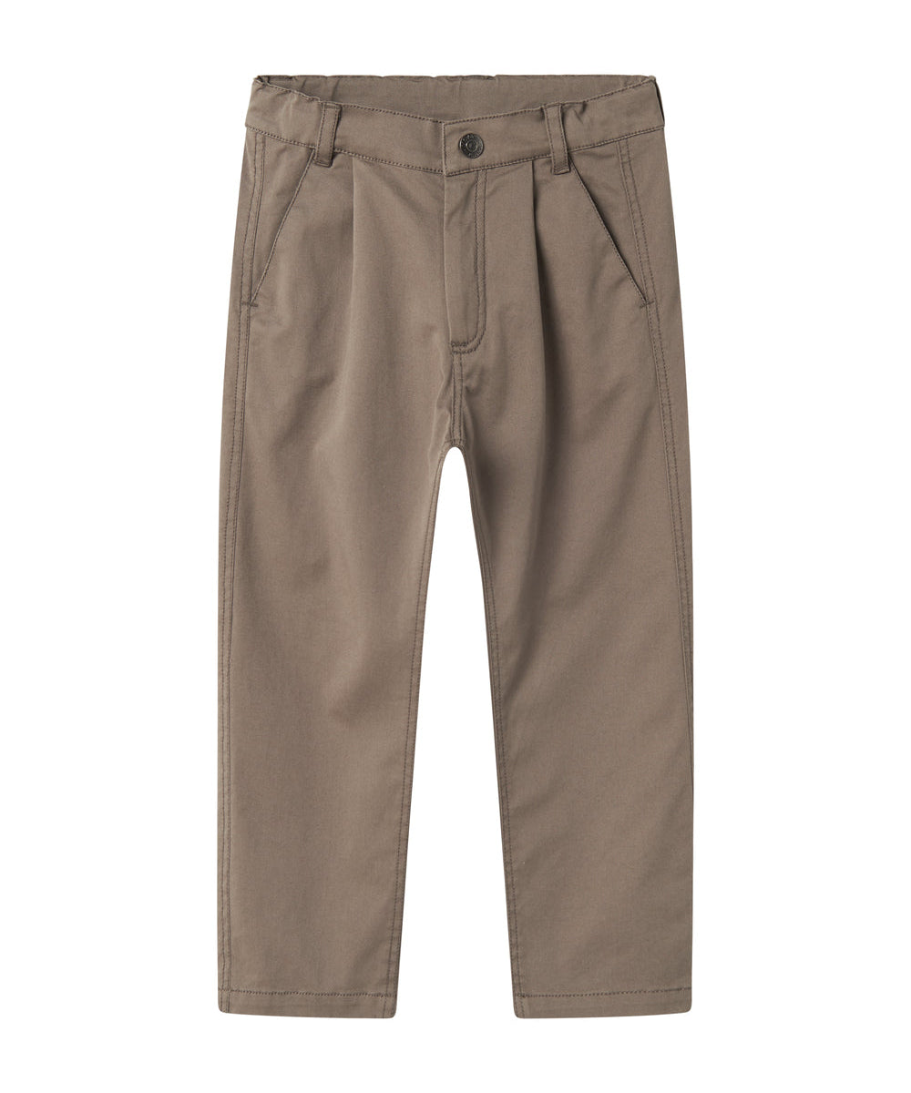 Bukser i kaki farve til børn med lommer og knaplukning