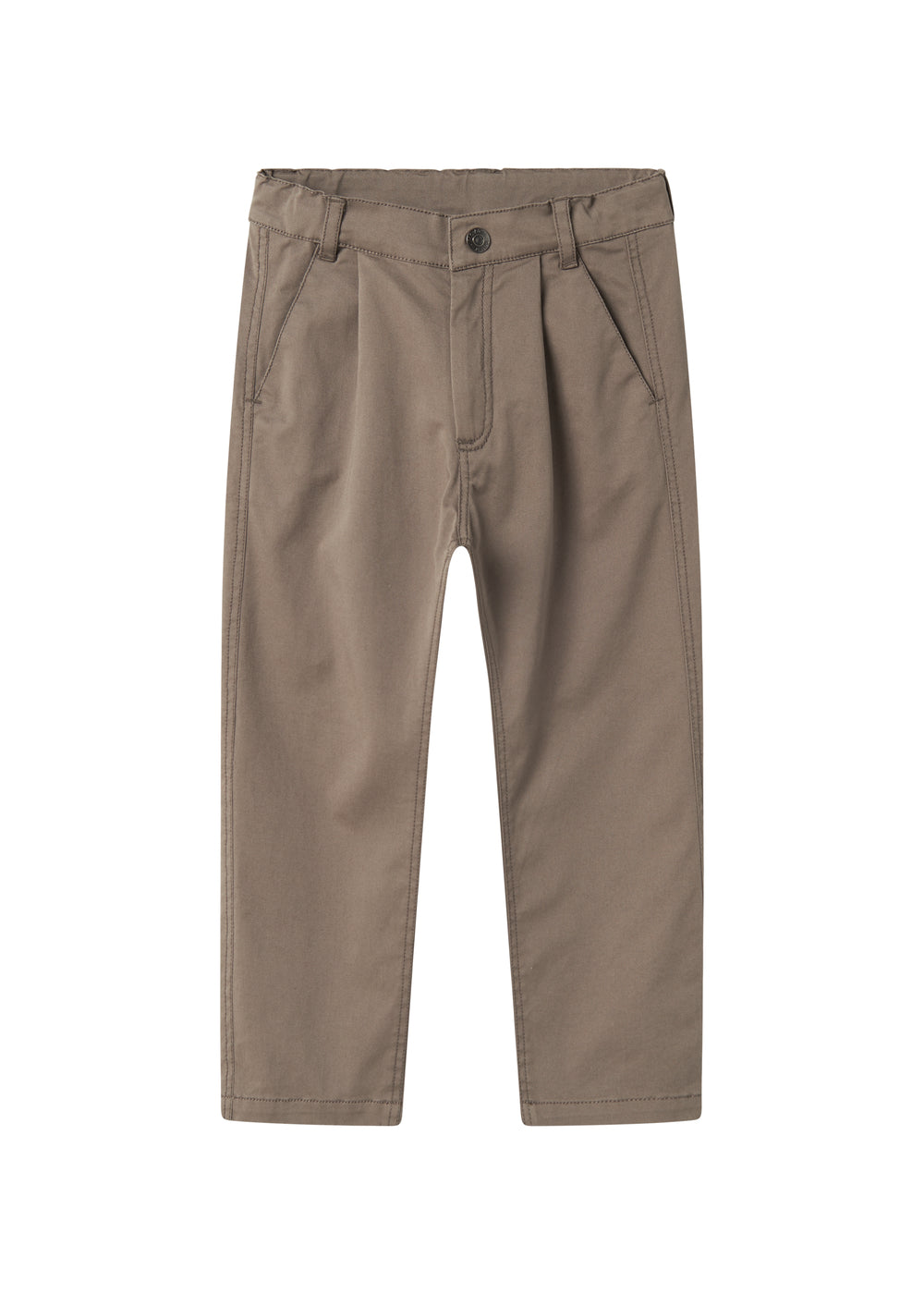 Bukser i kaki farve til børn med lommer og knaplukning