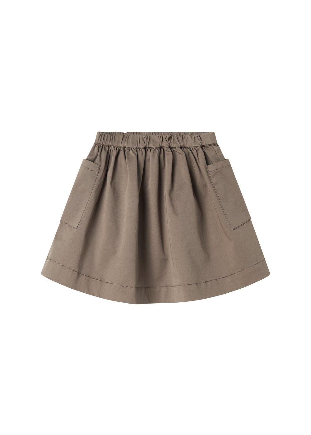 Nederdel til børn i kaki farve med elastisk talje og lommer