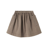 Nederdel til børn i kaki farve med elastisk talje og lommer