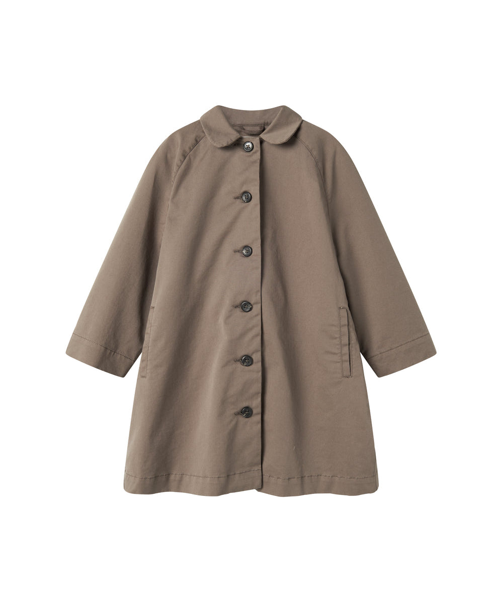 Enkel kaki chino frakke til børn set forfra