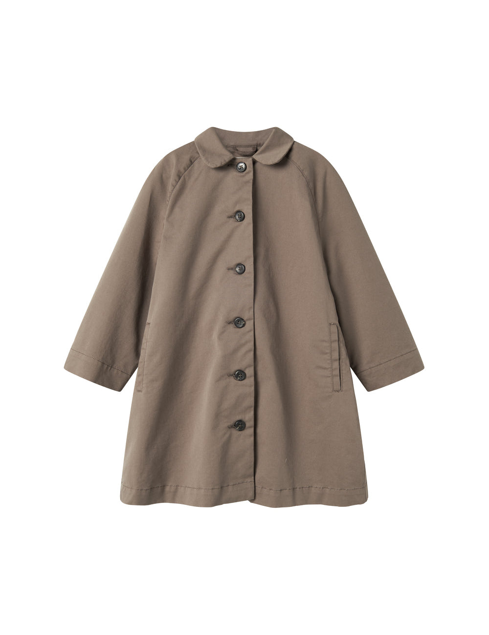 Enkel kaki chino frakke til børn set forfra