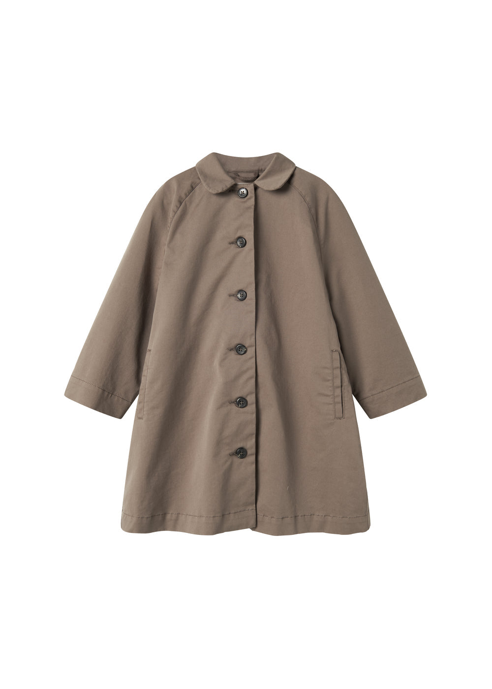 Enkel kaki chino frakke til børn set forfra