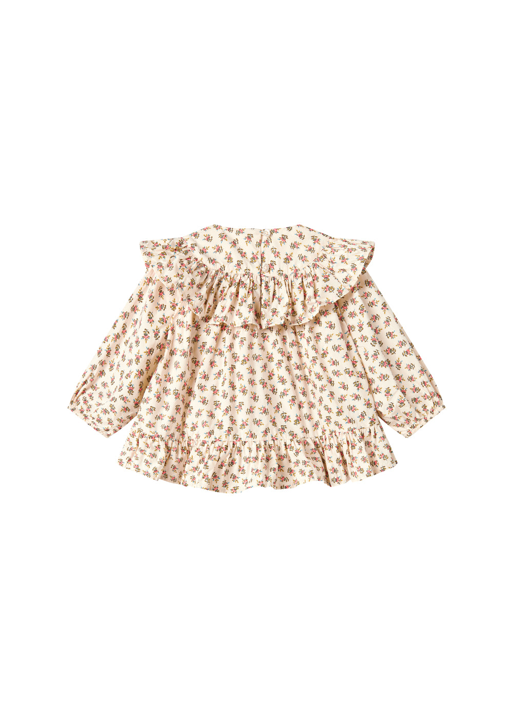 Kjole med blomstermønster og rund krave